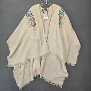 Accessory Street Cream Ivory Wrap Shawl NEW Soft Embroider Floral Women ONE SIZE